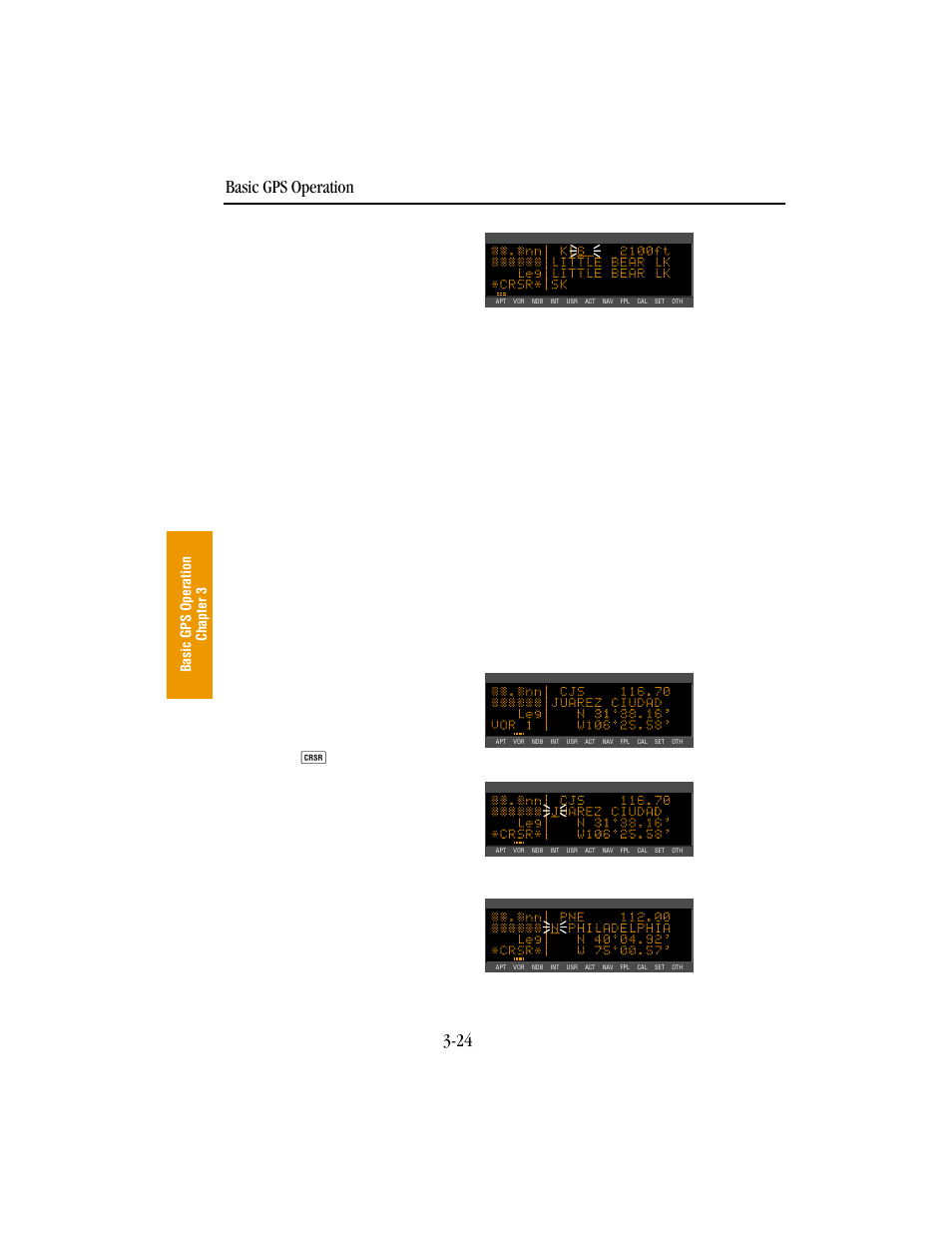 Selecting waypoints by name or city, Basic gps operation 3-24 | BendixKing KLN 89B - Pilots Guide User Manual | Page 61 / 246