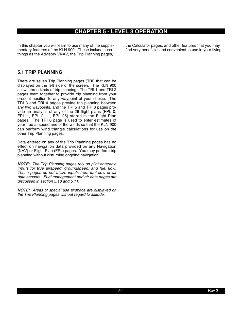 Chapter 5 - level 3 operation, 1 trip planning | BendixKing KLN 900 - Pilots Guide User Manual | Page 108 / 224