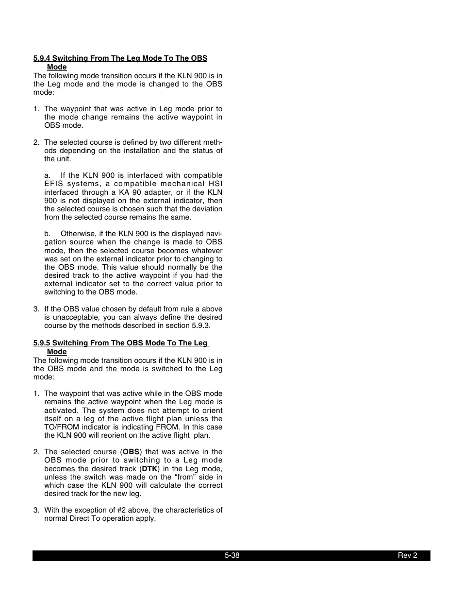 4 switching from the leg mode to the obs mode, 5 switching from the obs mode to the leg mode | BendixKing KLN 900 - Pilots Guide User Manual | Page 145 / 224