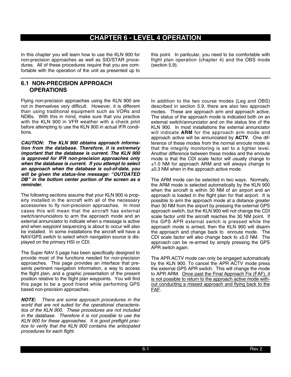 Chapter 6 - level 4 operation, 1 non-precision approach operations | BendixKing KLN 900 - Pilots Guide User Manual | Page 158 / 224