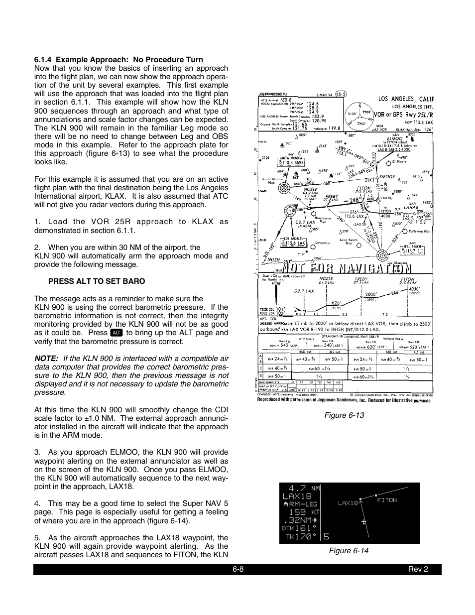 4 example approach: no procedure turn | BendixKing KLN 900 - Pilots Guide User Manual | Page 165 / 224