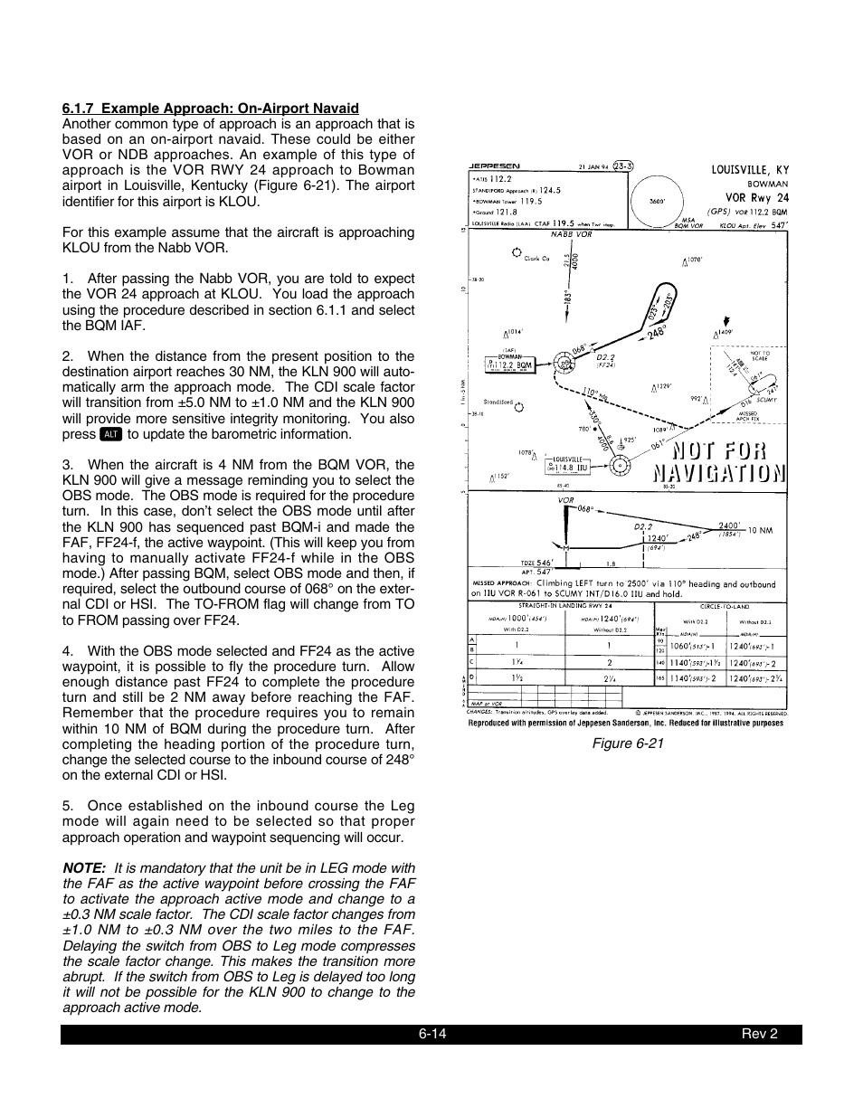 7 example approach: on-airport navaid | BendixKing KLN 900 - Pilots Guide User Manual | Page 171 / 224