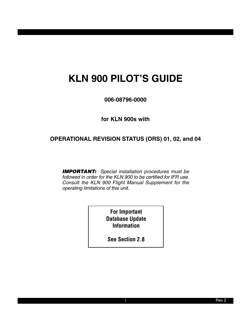Kln 900 pilot’s guide | BendixKing KLN 900 - Pilots Guide User Manual | Page 2 / 224