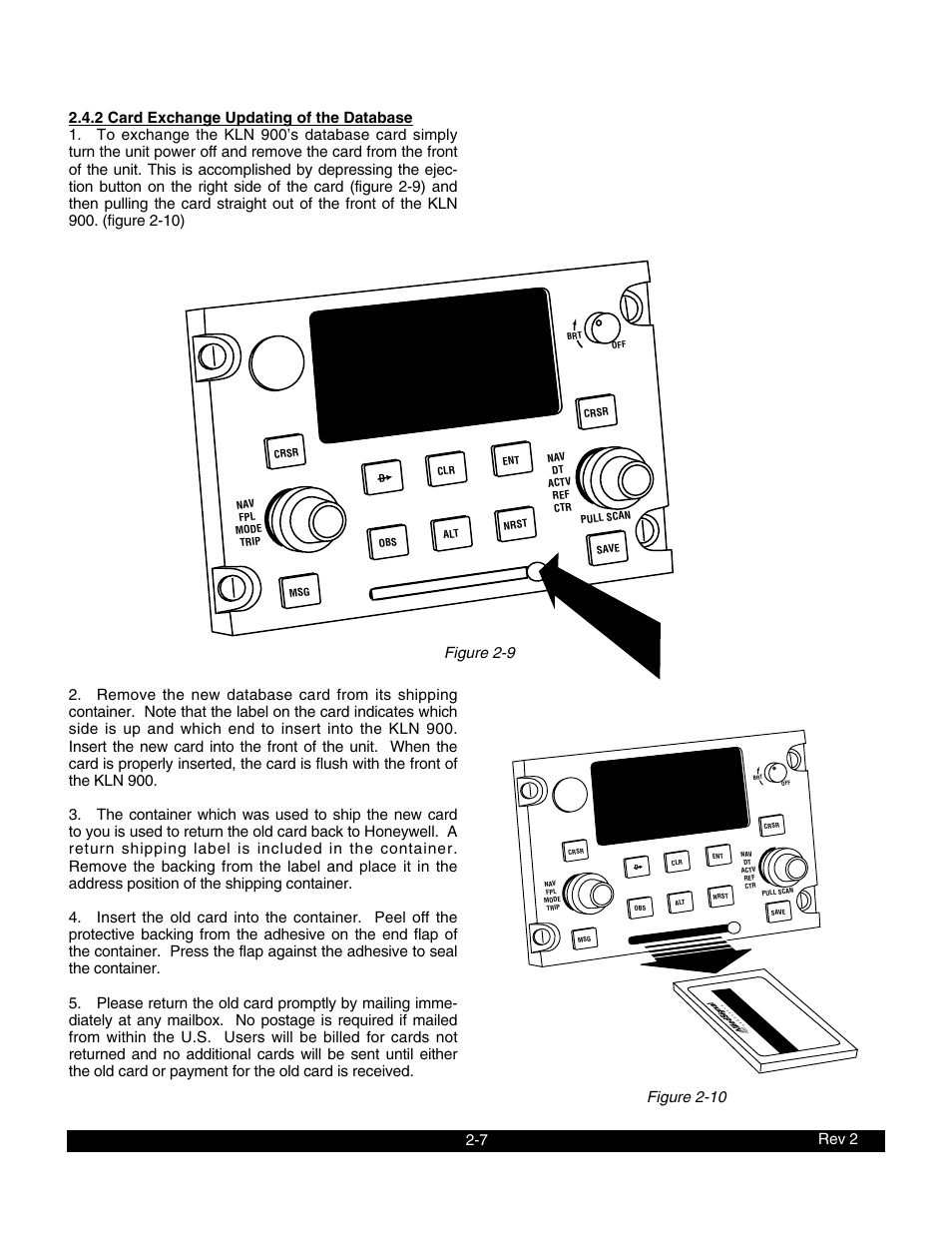 2 card exchange updating of the database, Figure 2-10 | BendixKing KLN 900 - Pilots Guide User Manual | Page 22 / 224
