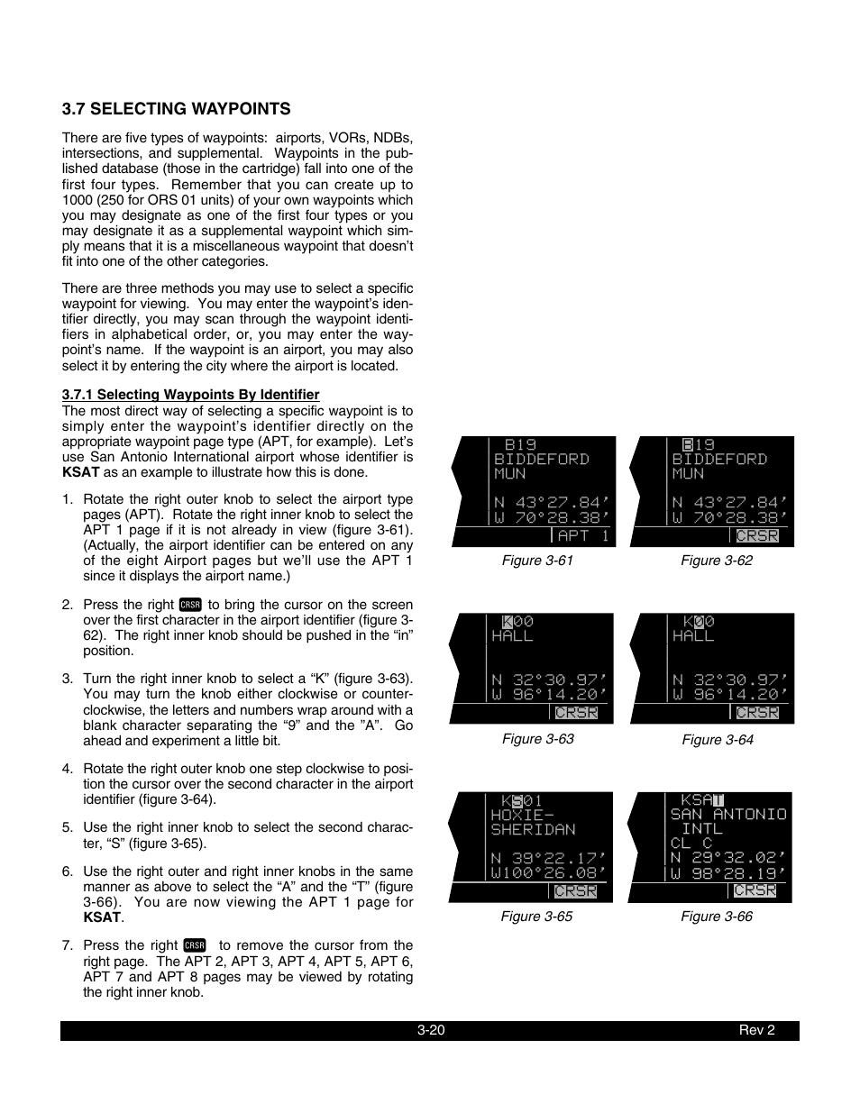 7 selecting waypoints, 1 selecting waypoints by identifier | BendixKing KLN 900 - Pilots Guide User Manual | Page 47 / 224