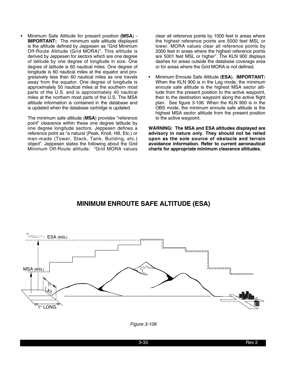 Minimum enroute safe altitude (esa) | BendixKing KLN 900 - Pilots Guide User Manual | Page 60 / 224