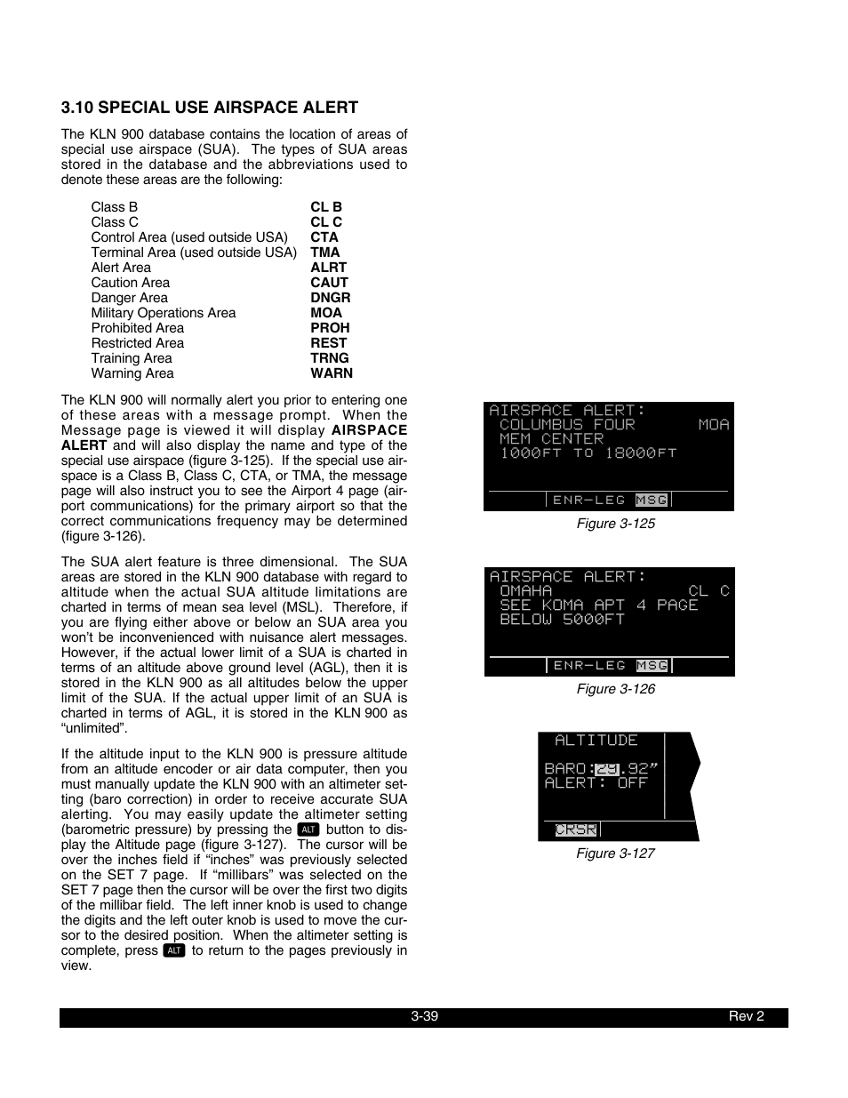10 special use airspace alert | BendixKing KLN 900 - Pilots Guide User Manual | Page 66 / 224