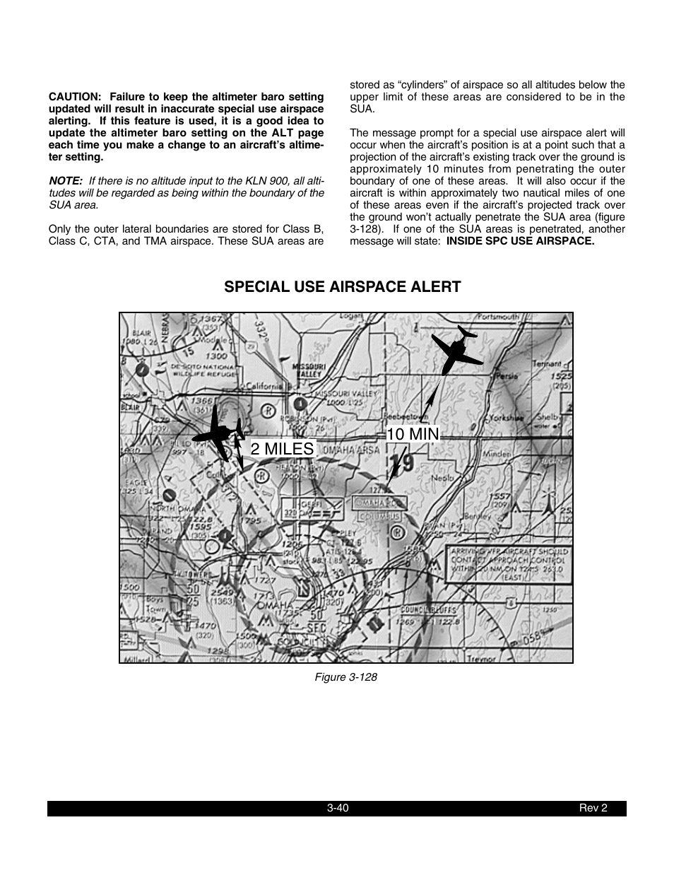 10 min 2 miles, Special use airspace alert | BendixKing KLN 900 - Pilots Guide User Manual | Page 67 / 224