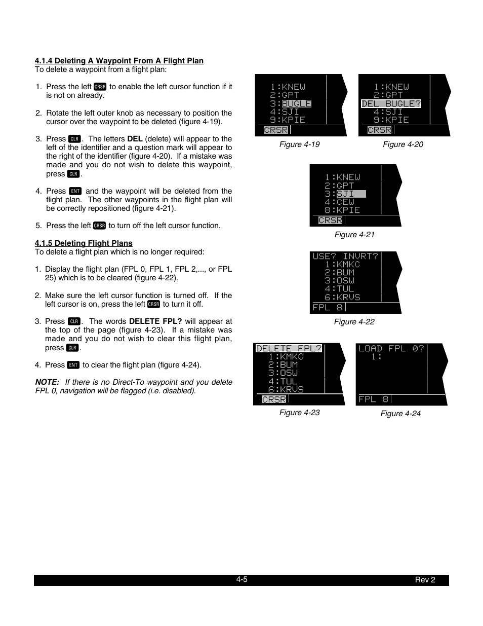 4 deleting a waypoint from a flight plan, 5 deleting flight plans | BendixKing KLN 900 - Pilots Guide User Manual | Page 94 / 224