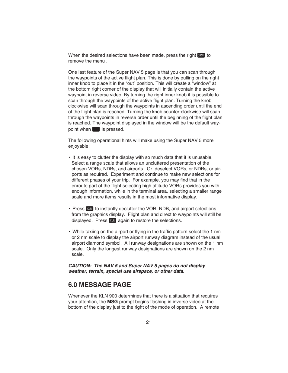 0 message page | BendixKing KLN 900 - Abbreviated Guide User Manual | Page 25 / 57