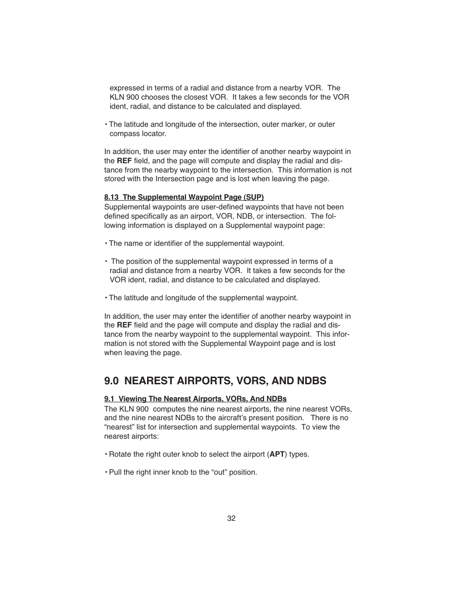 0 nearest airports, vors, and ndbs | BendixKing KLN 900 - Abbreviated Guide User Manual | Page 36 / 57