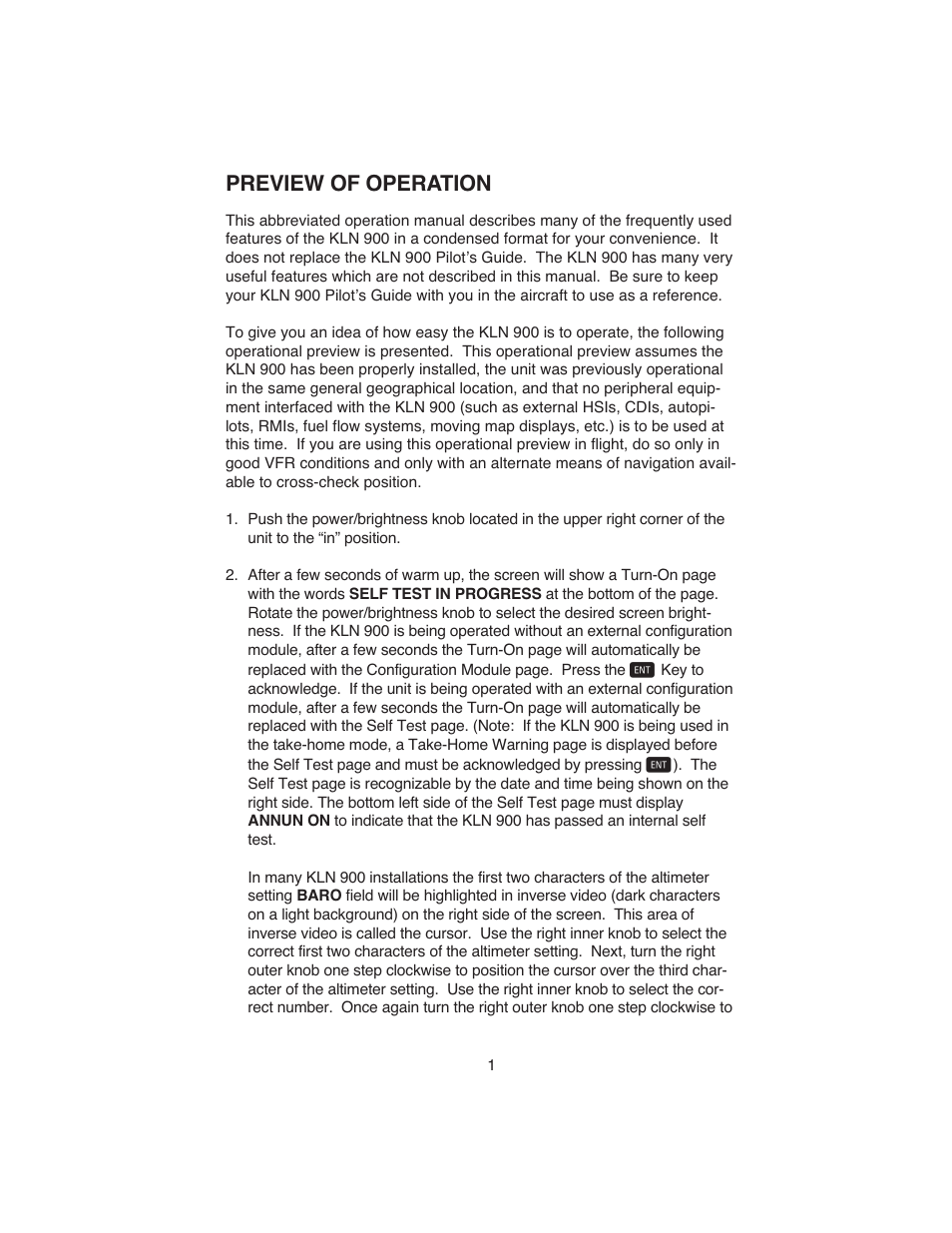 Preview of operation | BendixKing KLN 900 - Abbreviated Guide User Manual | Page 5 / 57