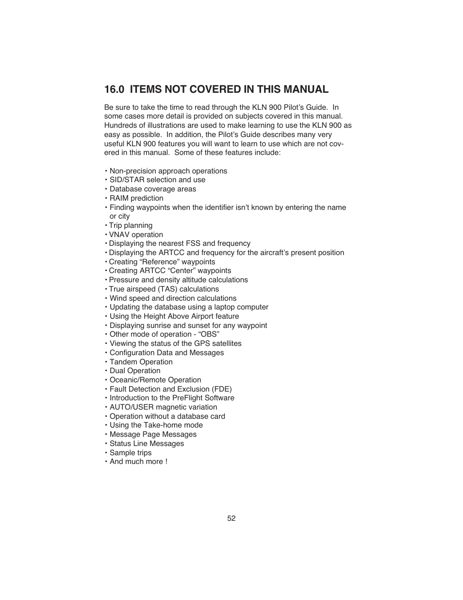 0 items not covered in this manual | BendixKing KLN 900 - Abbreviated Guide User Manual | Page 56 / 57