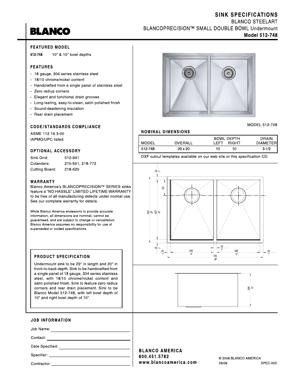 Blanco 512-748 User Manual | 1 page