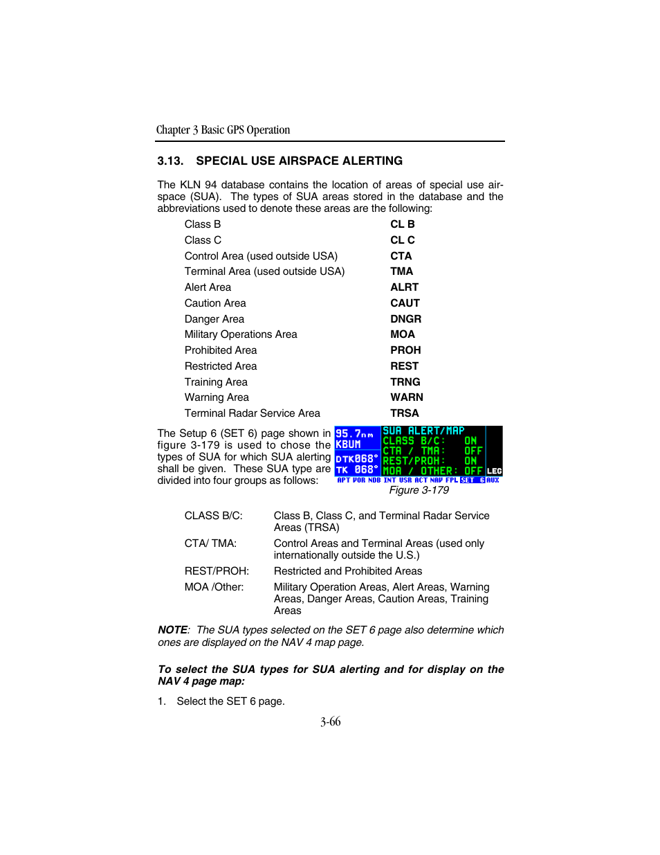 Special use airspace alerting | BendixKing KLN 94 - Pilots Guide User Manual | Page 108 / 284