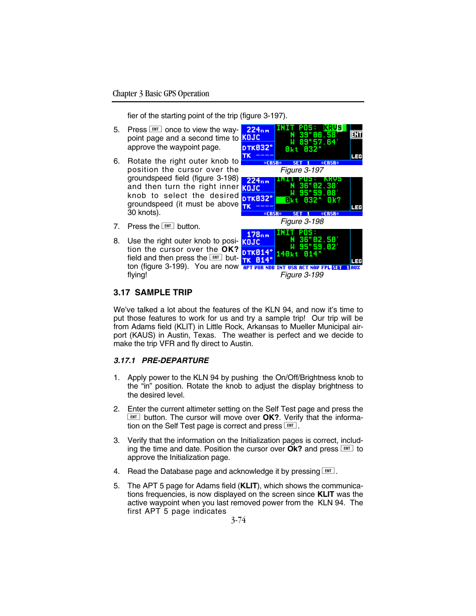17 sample trip, 1 pre-departure | BendixKing KLN 94 - Pilots Guide User Manual | Page 116 / 284