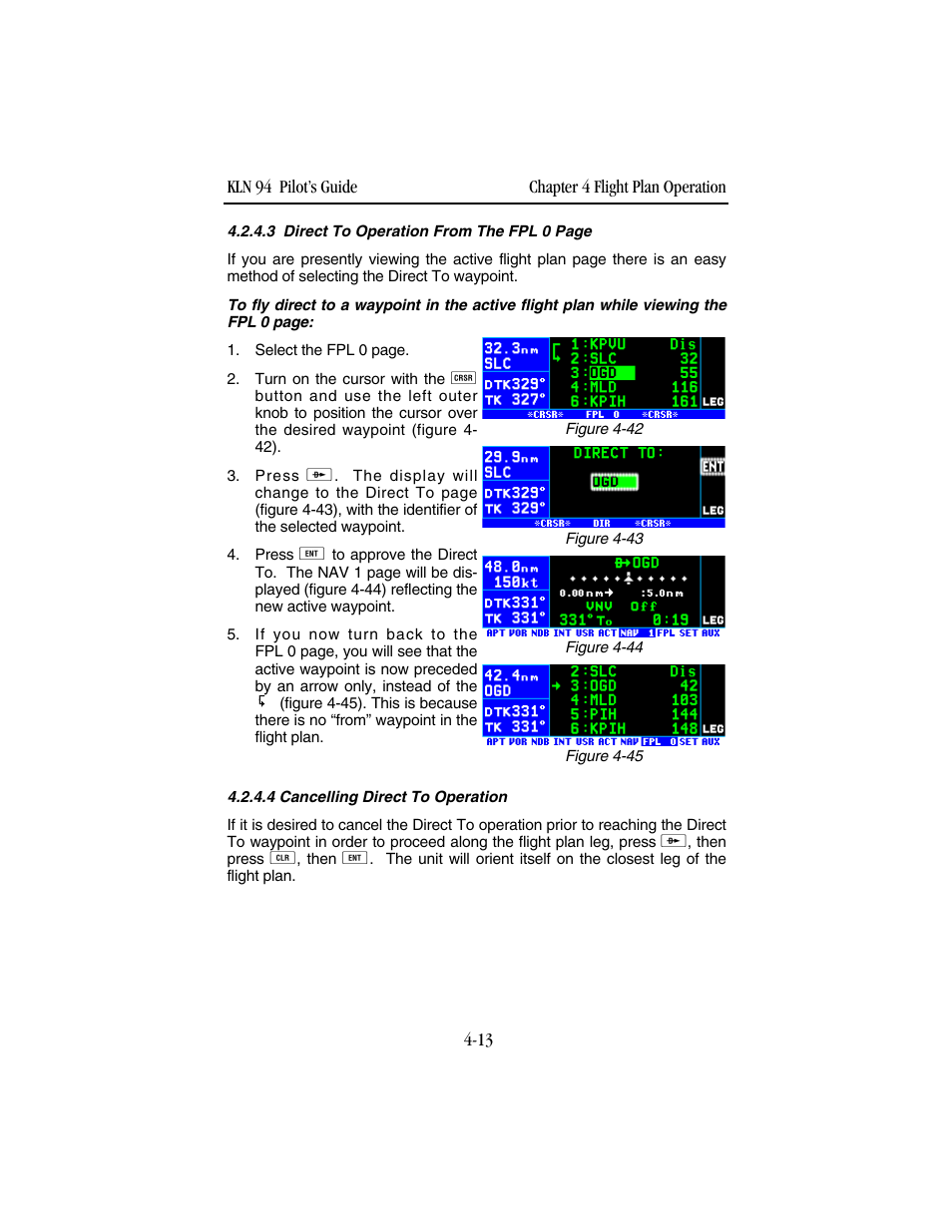 4 cancelling direct to operation | BendixKing KLN 94 - Pilots Guide User Manual | Page 131 / 284