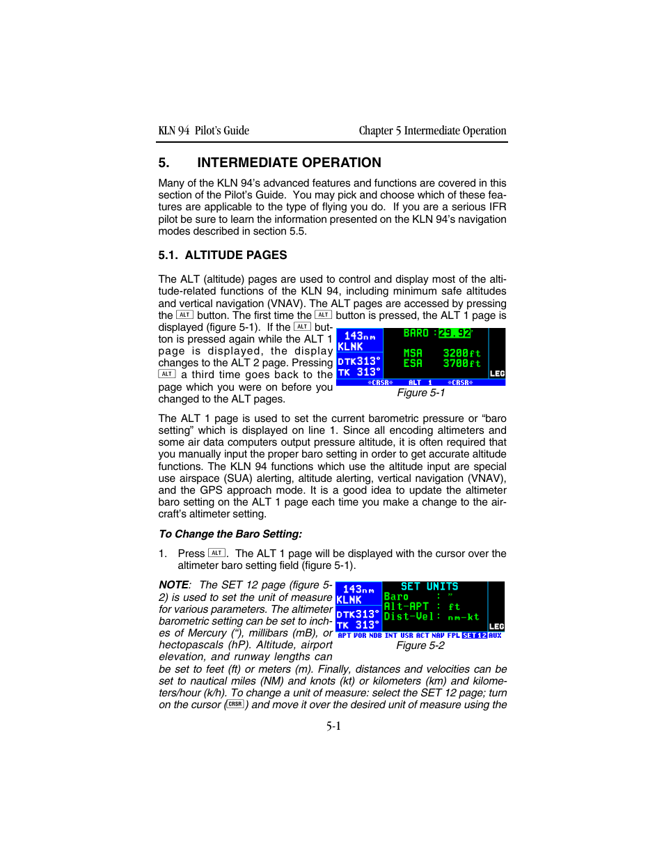Intermediate operation | BendixKing KLN 94 - Pilots Guide User Manual | Page 135 / 284
