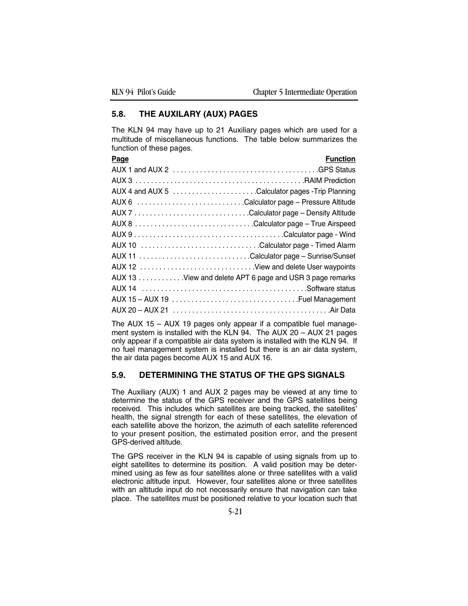 Determining the status of the gps signals | BendixKing KLN 94 - Pilots Guide User Manual | Page 155 / 284