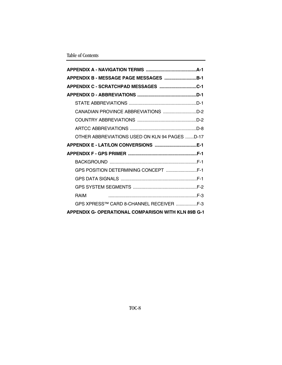 BendixKing KLN 94 - Pilots Guide User Manual | Page 16 / 284