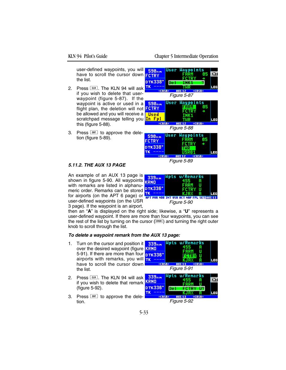BendixKing KLN 94 - Pilots Guide User Manual | Page 167 / 284