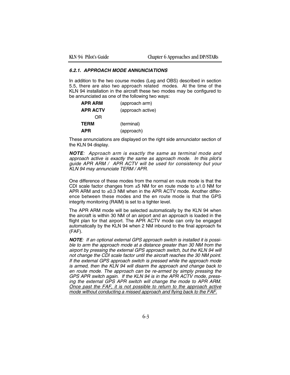 Approach mode annunciations | BendixKing KLN 94 - Pilots Guide User Manual | Page 179 / 284