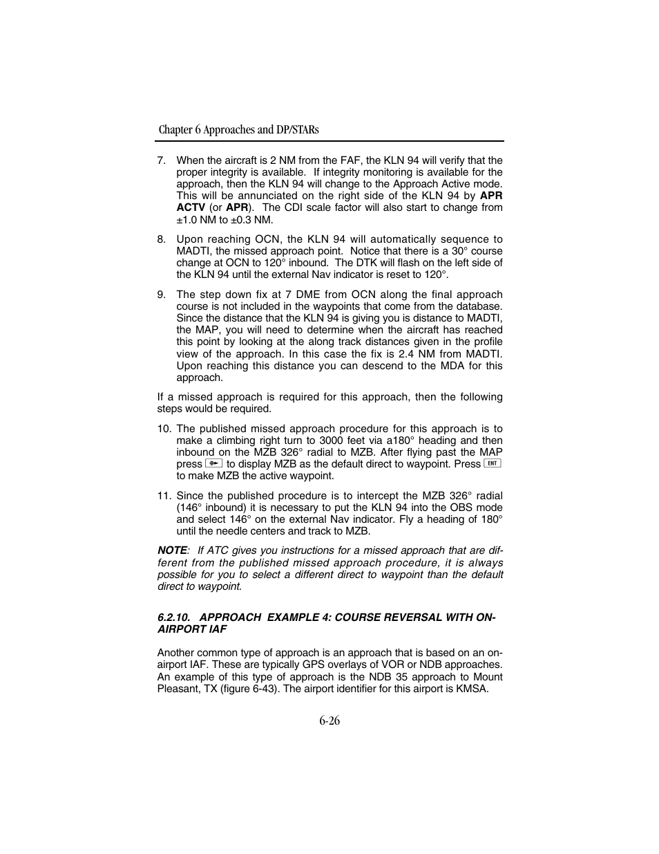 BendixKing KLN 94 - Pilots Guide User Manual | Page 202 / 284