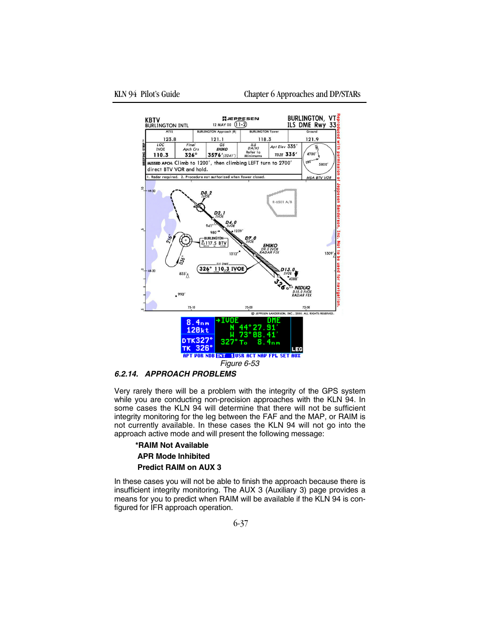Approach problems | BendixKing KLN 94 - Pilots Guide User Manual | Page 213 / 284