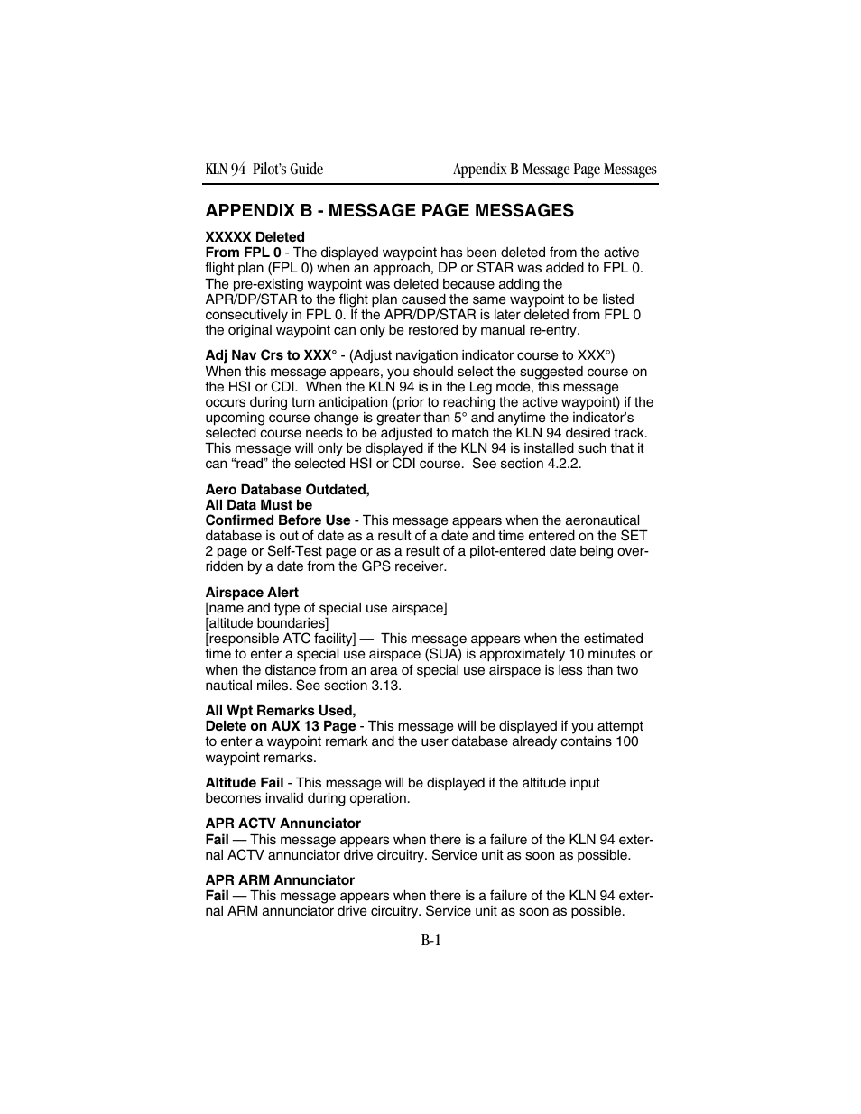 BendixKing KLN 94 - Pilots Guide User Manual | Page 227 / 284