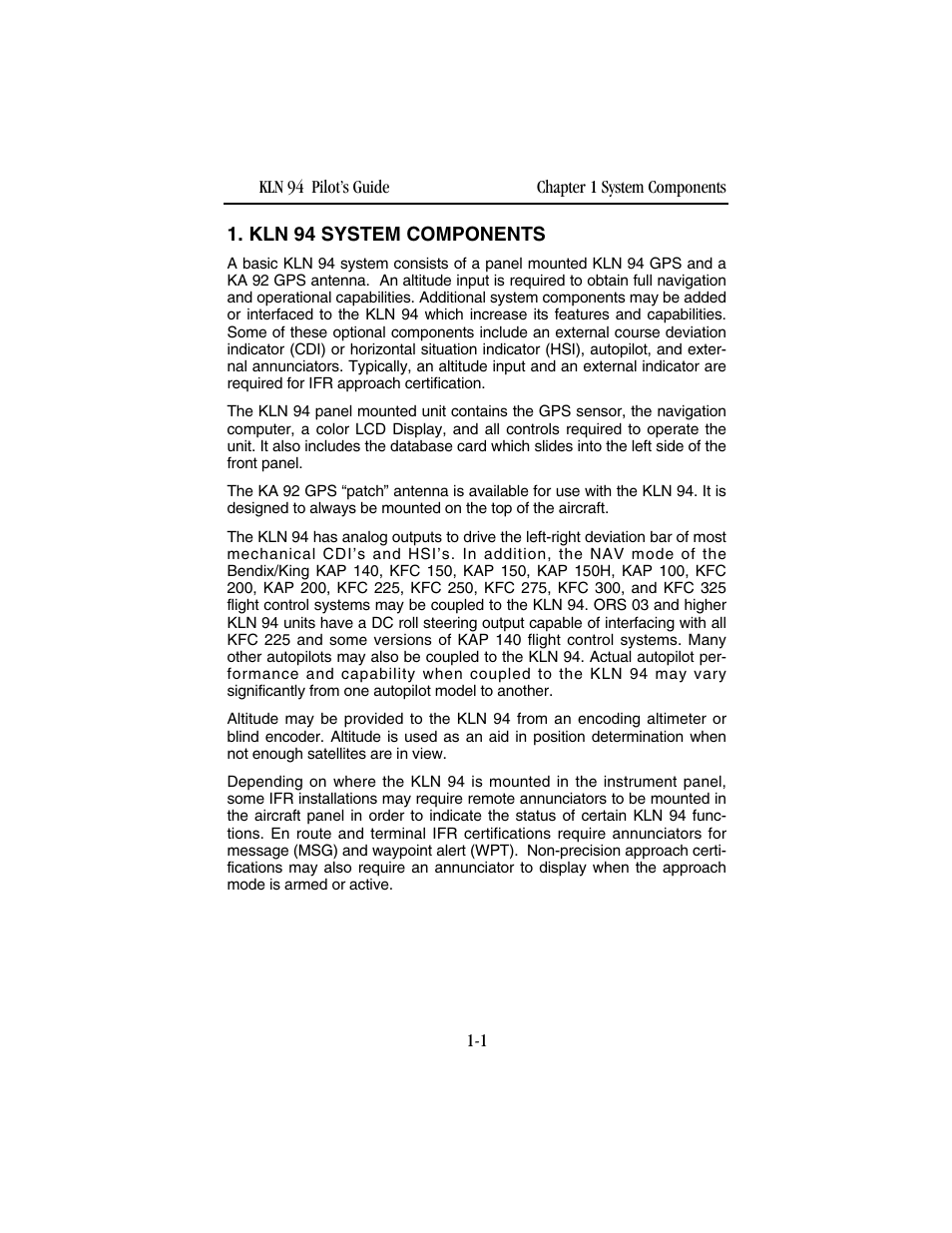 Kln 94 system components | BendixKing KLN 94 - Pilots Guide User Manual | Page 23 / 284