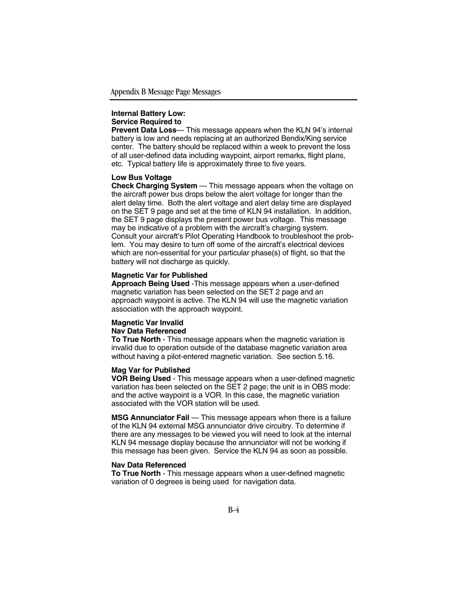 BendixKing KLN 94 - Pilots Guide User Manual | Page 230 / 284