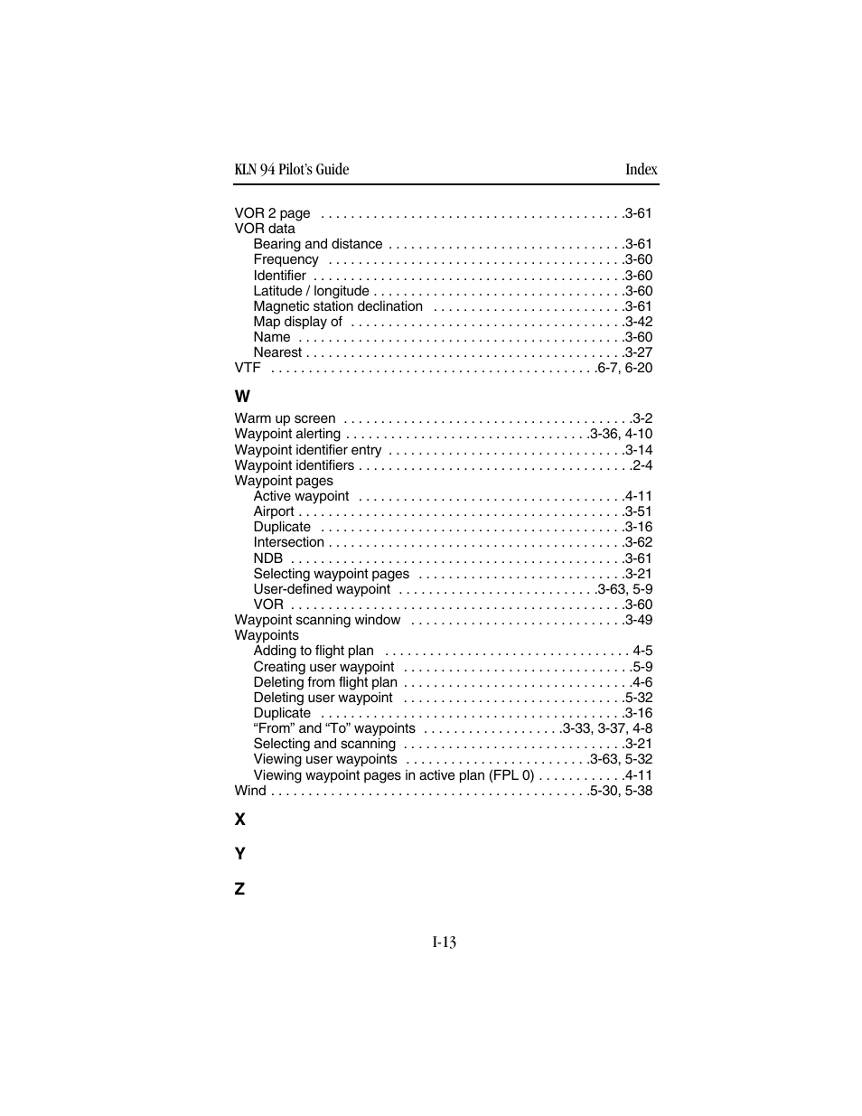 BendixKing KLN 94 - Pilots Guide User Manual | Page 281 / 284