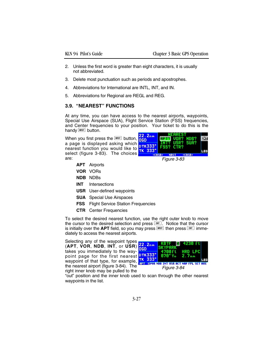 “nearest” functions | BendixKing KLN 94 - Pilots Guide User Manual | Page 69 / 284