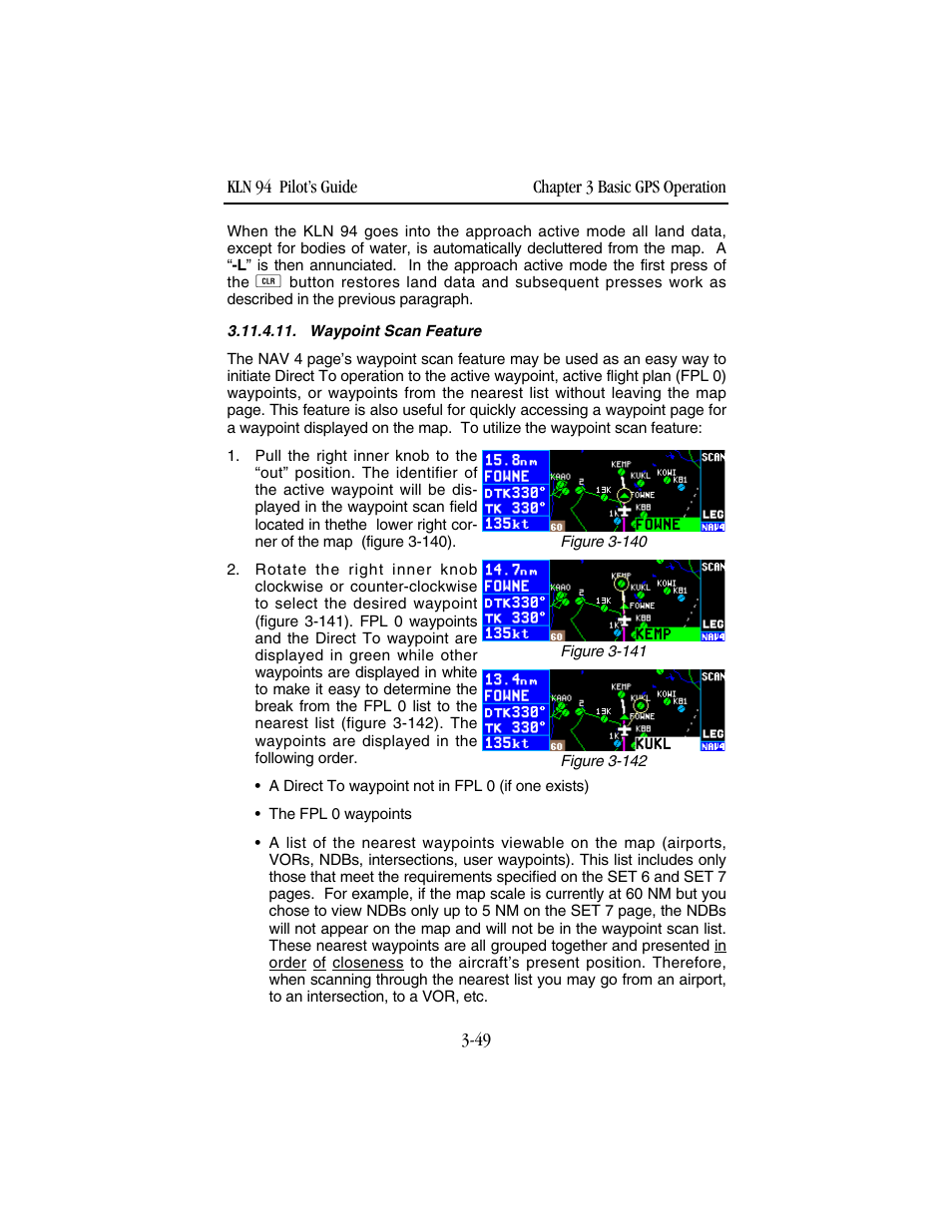 Waypoint scan feature | BendixKing KLN 94 - Pilots Guide User Manual | Page 91 / 284