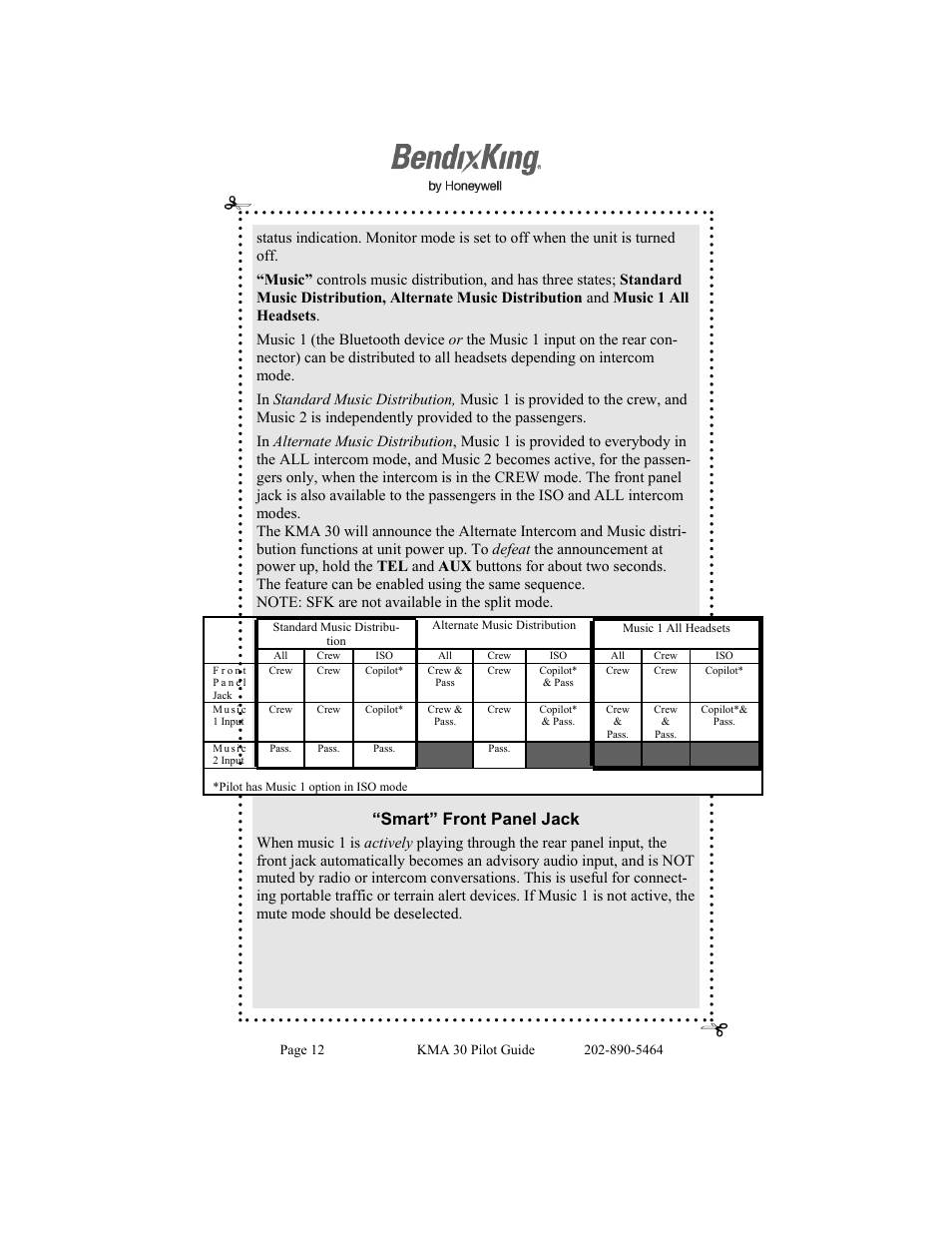Smart” front panel jack | BendixKing KMA 30 User Manual | Page 12 / 20