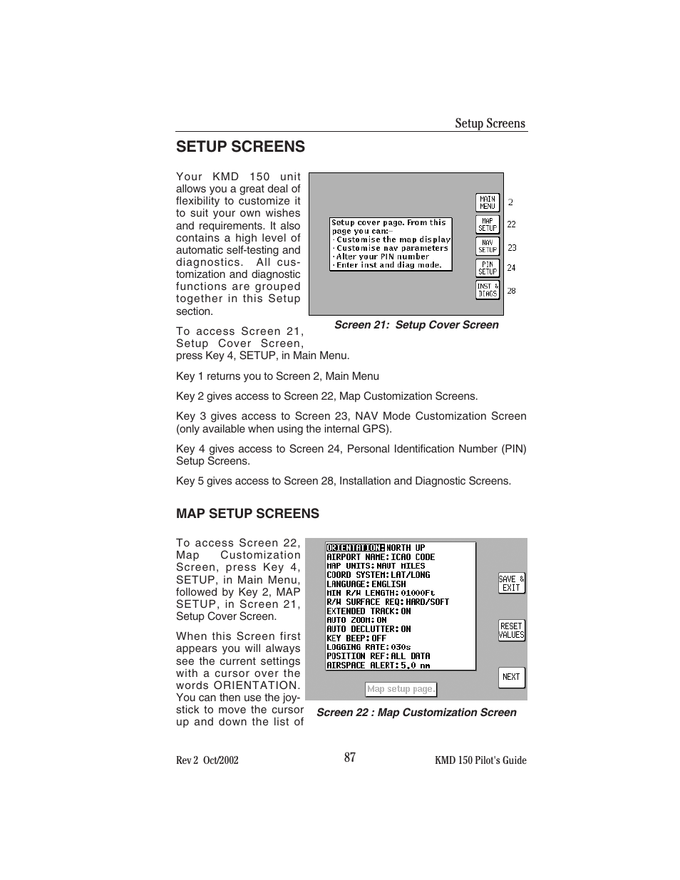 Setup screens | BendixKing KMD 150 - Pilots Guide User Manual | Page 101 / 170