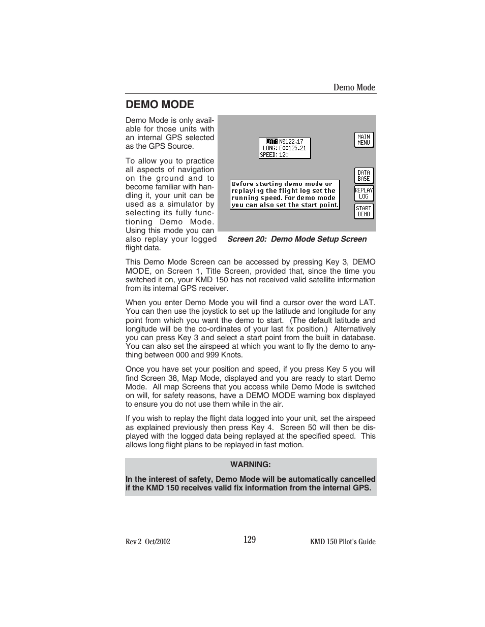Demo mode | BendixKing KMD 150 - Pilots Guide User Manual | Page 143 / 170