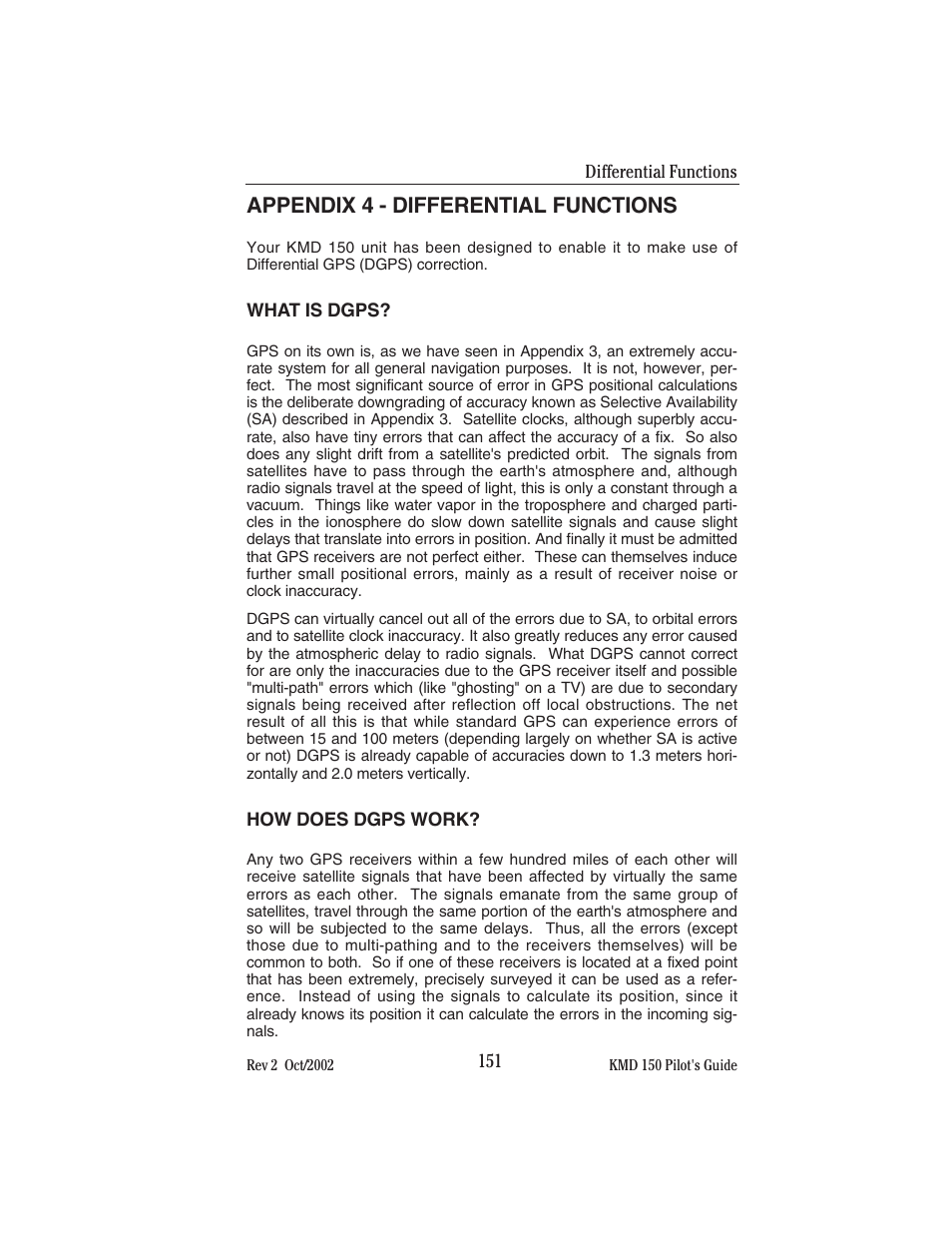 Appendix 4 - differential functions | BendixKing KMD 150 - Pilots Guide User Manual | Page 165 / 170