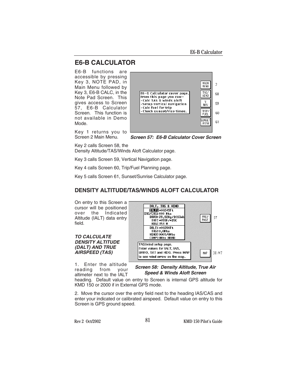 E6-b calculator | BendixKing KMD 150 - Pilots Guide User Manual | Page 95 / 170