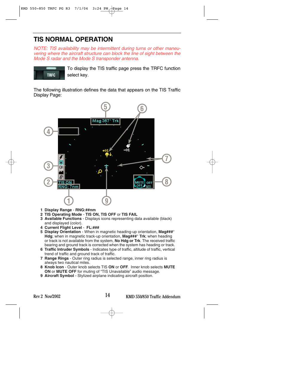 Tis normal operation | BendixKing KMD 540 - Addendum System KMD 850 User Manual | Page 22 / 33