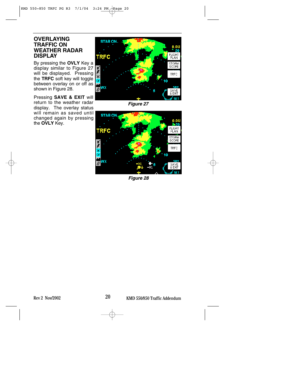 Overlaying traffic on weather radar display | BendixKing KMD 540 - Addendum System KMD 850 User Manual | Page 28 / 33