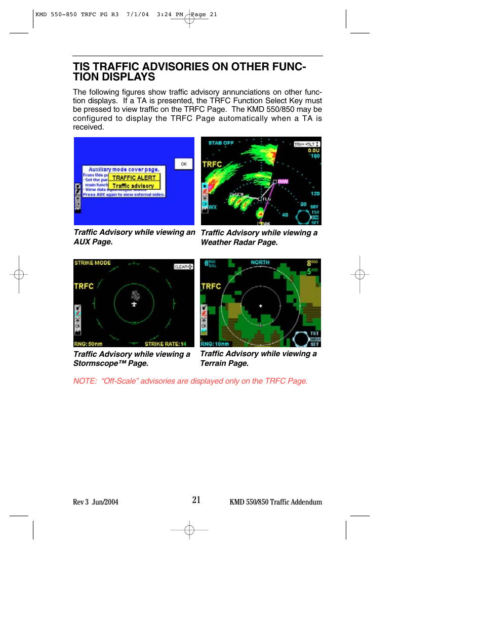 Tis traffic advisories on other function displays | BendixKing KMD 540 - Addendum System KMD 850 User Manual | Page 29 / 33