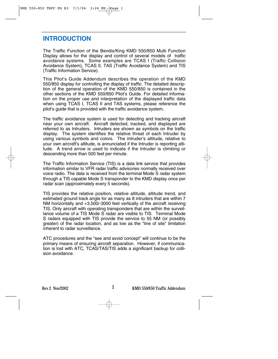 Introduction | BendixKing KMD 540 - Addendum System KMD 850 User Manual | Page 9 / 33