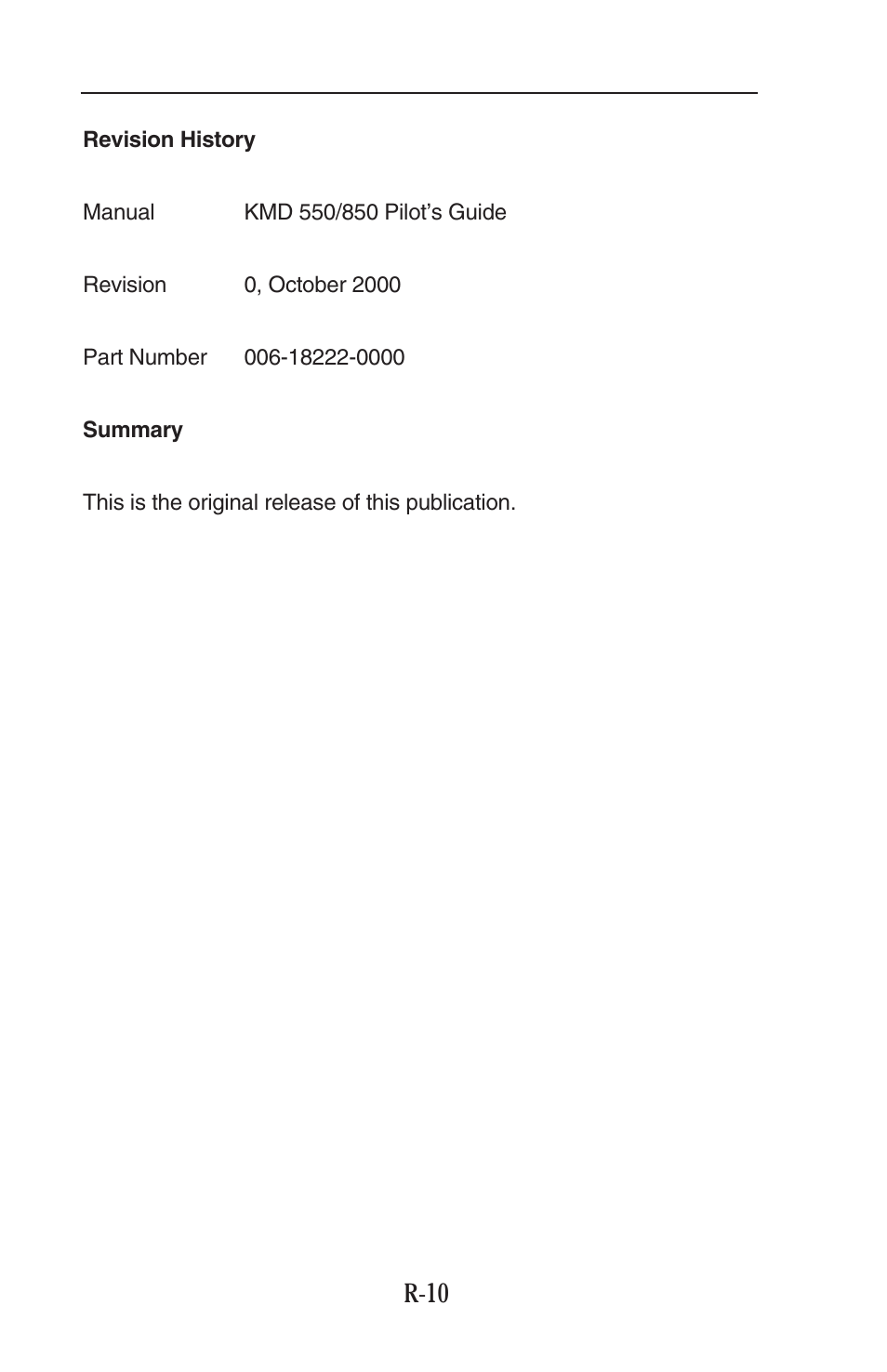 R-10 | BendixKing KMD 540 - Pilots Guide System KMD 850 User Manual | Page 12 / 69