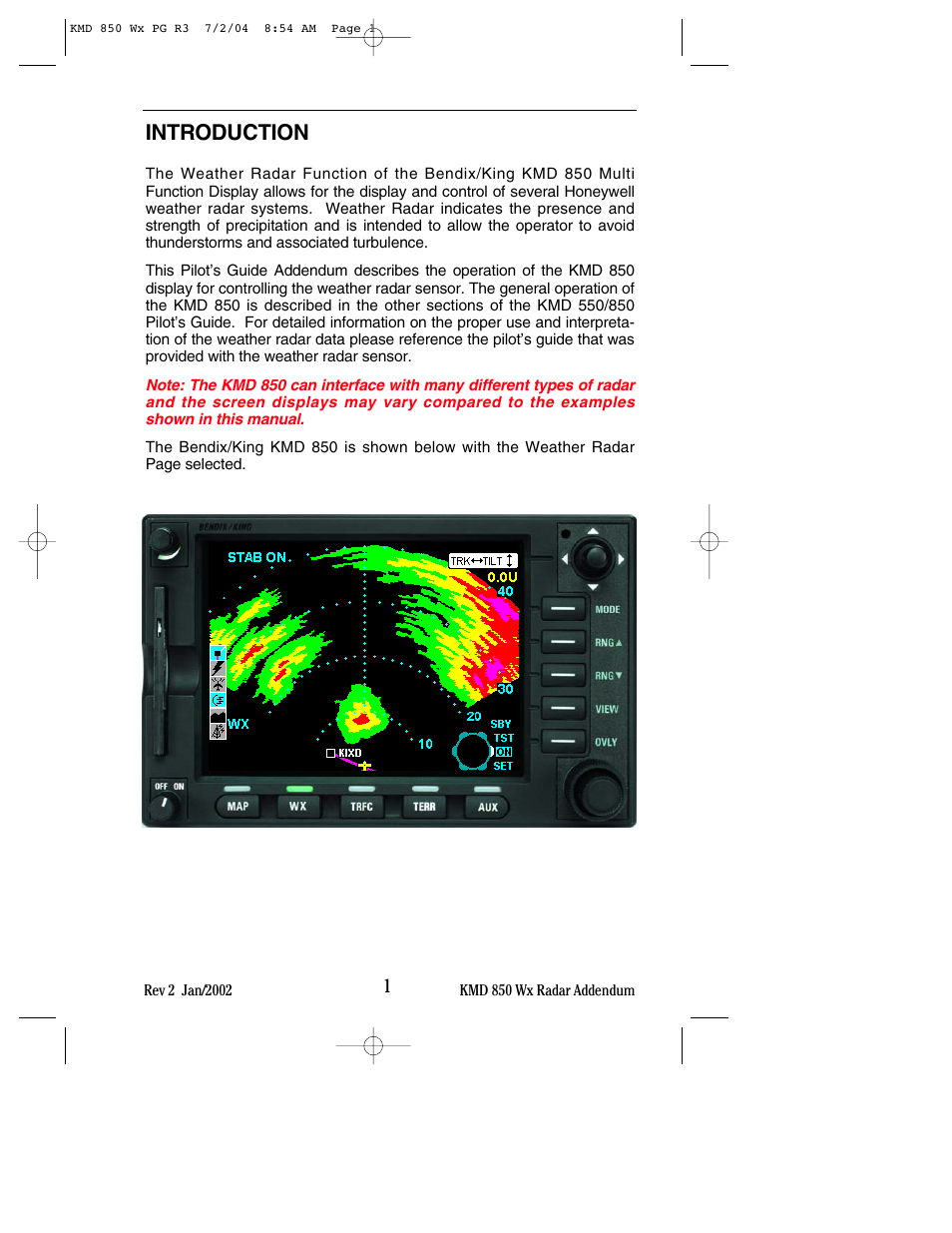 Introduction | BendixKing KMD 540 - Addendum System KMD 850 User Manual | Page 9 / 21