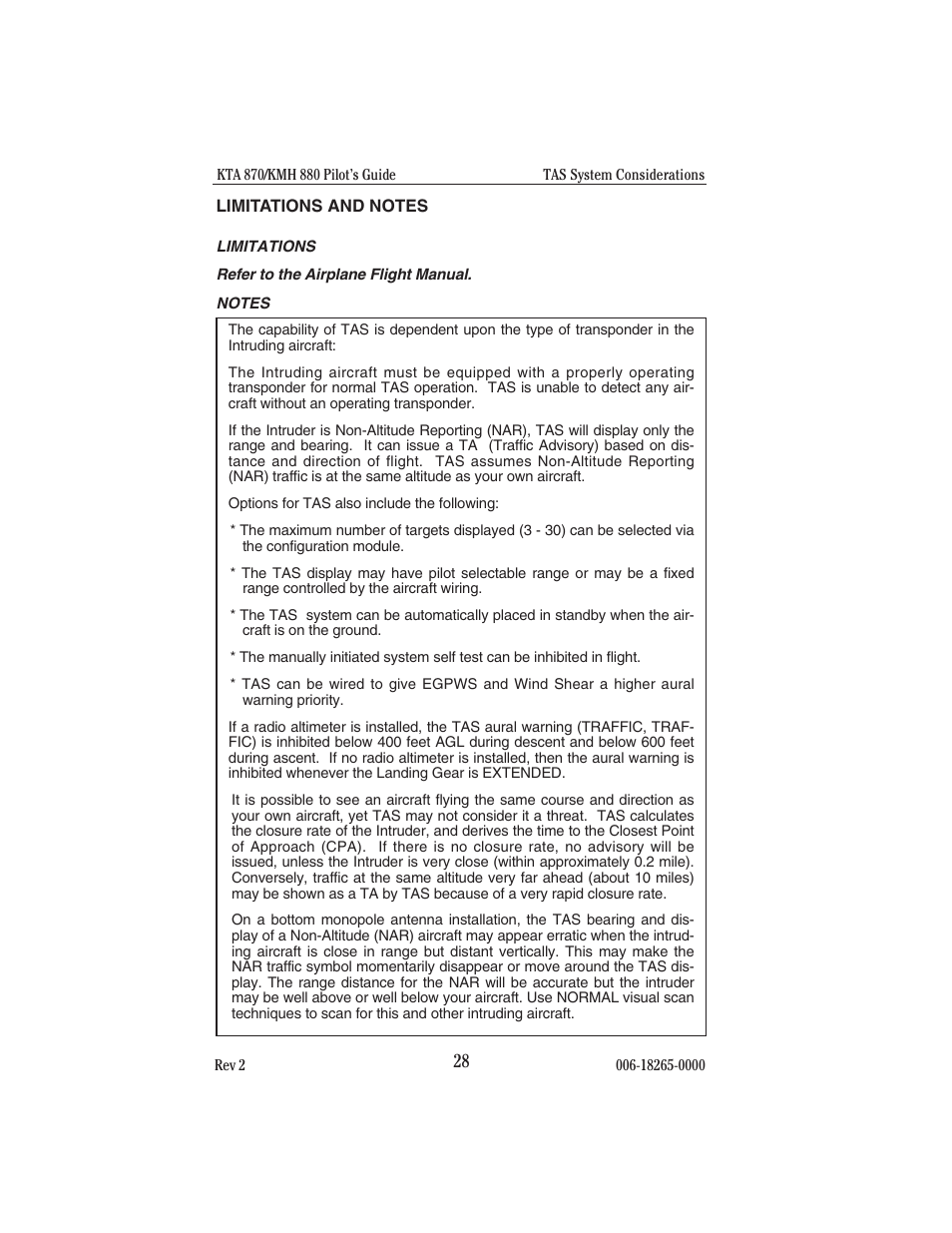 Limitations and notes | BendixKing KTA 910 System KTA 970 User Manual | Page 36 / 69