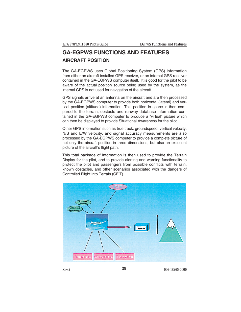 Ga-egpws functions and features, Aircraft position | BendixKing KTA 910 System KTA 970 User Manual | Page 47 / 69