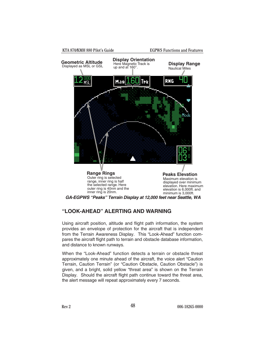 Look-ahead” alerting and warning | BendixKing KTA 910 System KTA 970 User Manual | Page 56 / 69
