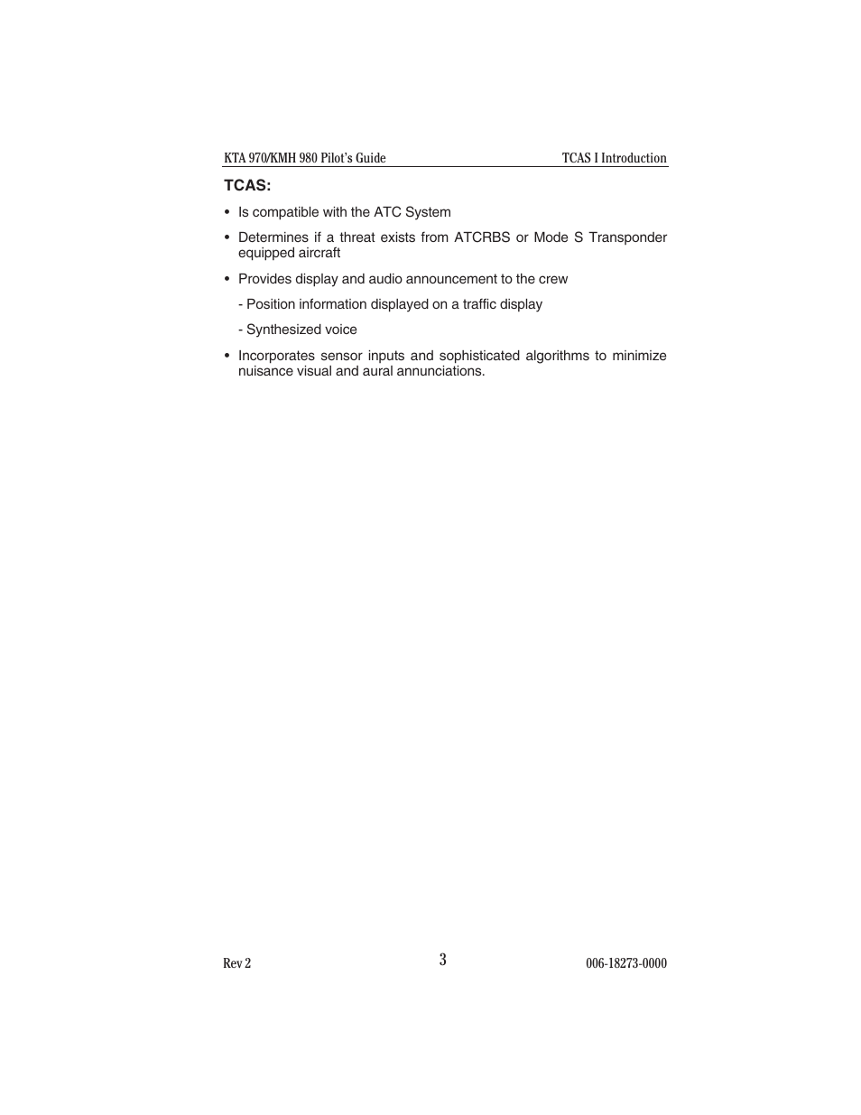 Tcas | BendixKing KMH 920 System KMH 980 User Manual | Page 11 / 73