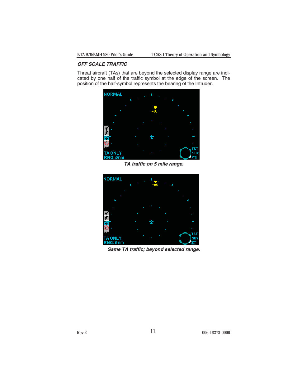 Off scale traffic | BendixKing KMH 920 System KMH 980 User Manual | Page 19 / 73